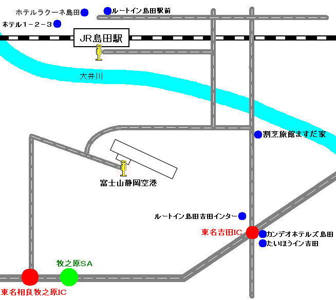 富士山静岡空港周辺の宿泊施設地図